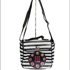 BETSEY JOHNSON LEATHER STRIPED CROSSBODY BAG